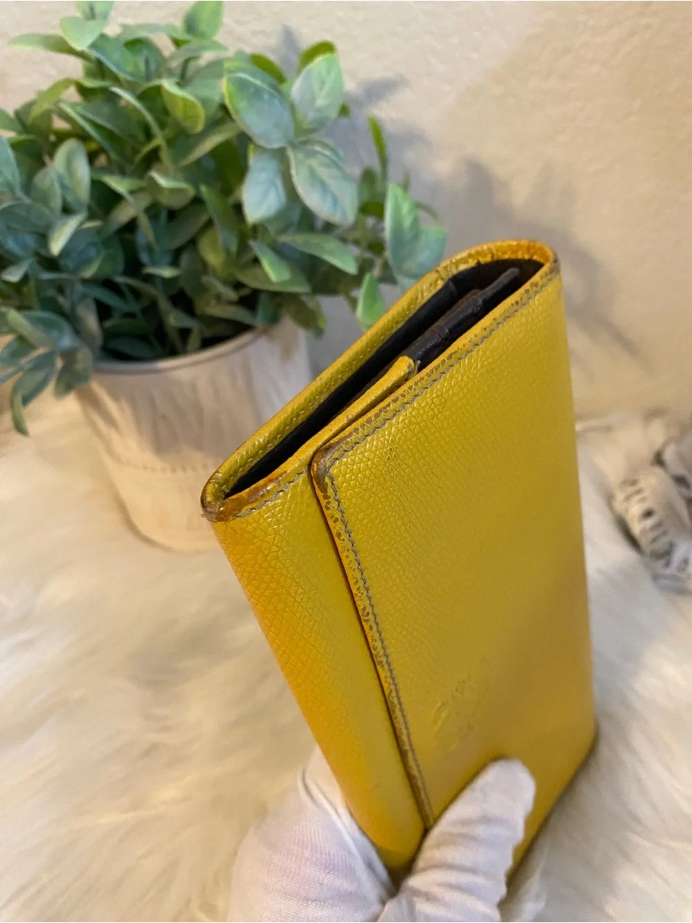 Loewe Yellow Leather Long Snap Wallet